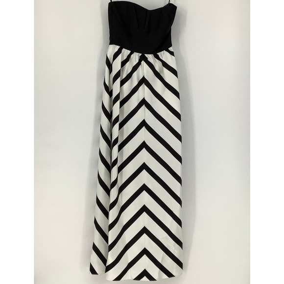 NEW! Alfred Sung Size 2 Strapless Sweetheart Stripe Dress Gown $242 msrp I24-8 - Picture 3 of 11